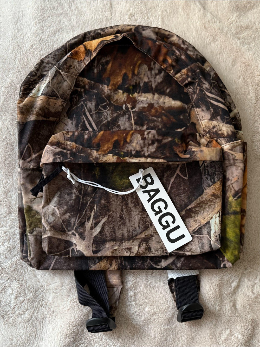 NWT BAGGU Medium Nylon Backpack Photo Forest